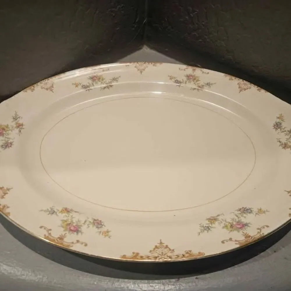 Eggshell Nautilus One chip on bottom Floral Ceramic Oval Serving Platter